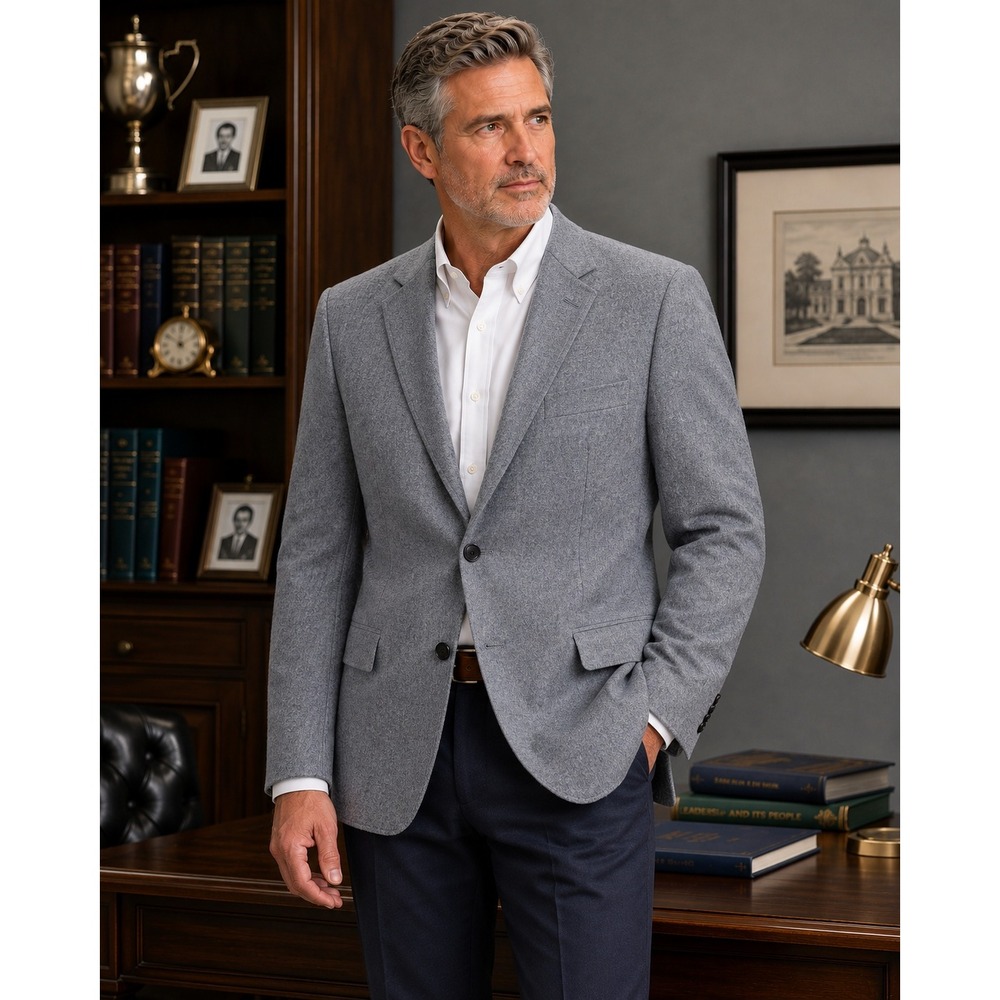 Ralph Lauren Blazer Men 44R Wool Silk Cashmere Gray Sport Coat Quiet Luxury
